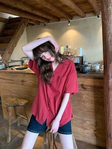 Women Blouses & Shirts - Red - View 2