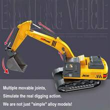 Excavator Toy Gift, 1/40 Alloy Metal Die-Cast Excavator Digger Construction Vehicle Model Decoration Gift For Boys Men, Yellow Pull Back Engineering Truck Collectible Hobby Present For Adult Fan Festival Birthday - Multicolor - View 7