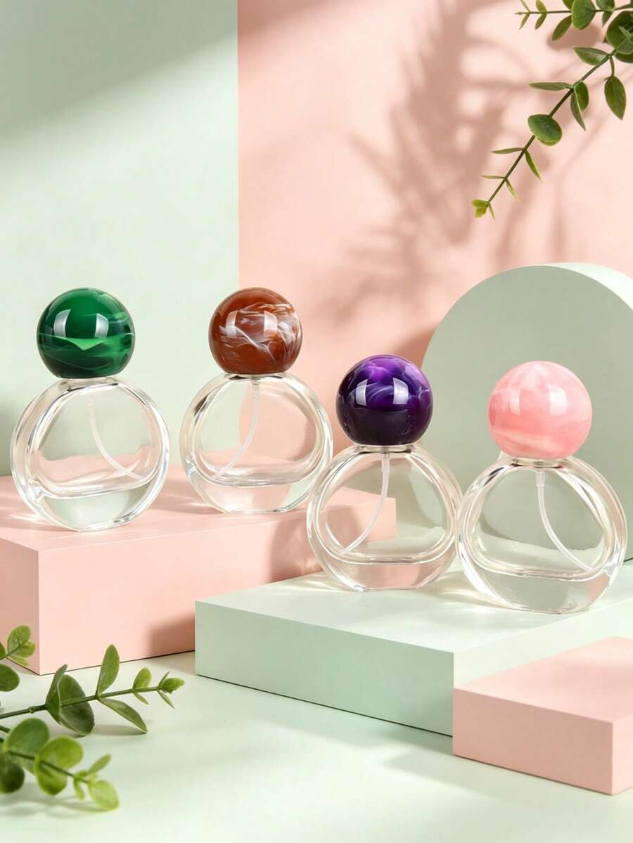 1 Stück 20ml/0,68oz nachfüllbare Parfümzerstäuber Flasche, transparente Glasflasche mit farbigem Marmor Muster Deckel, auslaufsicher Feinnebel, elegantes tragbares Design geeignet für Damen Alltagsgebrauch, Reisen, Geschenk - Verschiedenfarbig - Übersicht 1