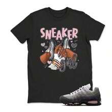Lindas camisetas unisex casuales de primera calidad, camiseta Air Maxs 95 de espuma rosa a juego con zapatillas para chica, sudadera con capucha y zapatillas a juego Air Maxs 95 de espuma rosa. - Negro - Ver 1