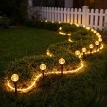 20pcs Outdoor Crystal Ball Solar Pathway Lights - 8 Lighting Modes, Colorful/Warm/White Light Options | Solar Powered Smart Bubble Lights Set | Suitable For Outdoor Use | Sensor Dimming Supported | Bubble/Line Design, Linkable | Automatic Solar Switching - Multicolor - View 10