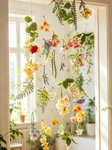 1pc Flower Mix Pendant, Home Door Hanger, Spring And Summer Home Decoration, Garden Indoor And Outdoor Decoration, Bohemian Style Decoration, Discontinued Moving Gift - Multicolor - View 2