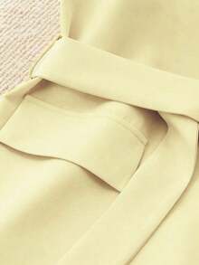 Chaleco de traje simple y casual de solapa, de una sola hilera y sin mangas - Amarillo - Ver 4