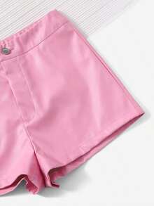 LUNE Shorts ajustados de piel sintética, casuales para el verano - Rosa Pálido - Ver 5