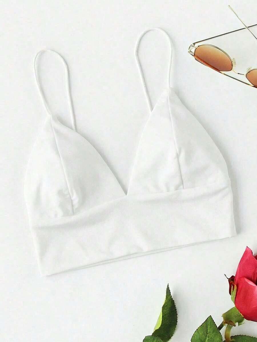 ROMWE Camiseta de tirantes de unicolor versátil y casual - Blanco - Ver 1