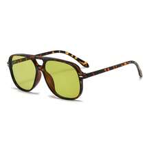1 Pair Men's Leopard Print Aviator PC Frame Retro Personalized Double Bridge Fashionable Streetwear Fashion Glasses - Green Flower Bag - View 9