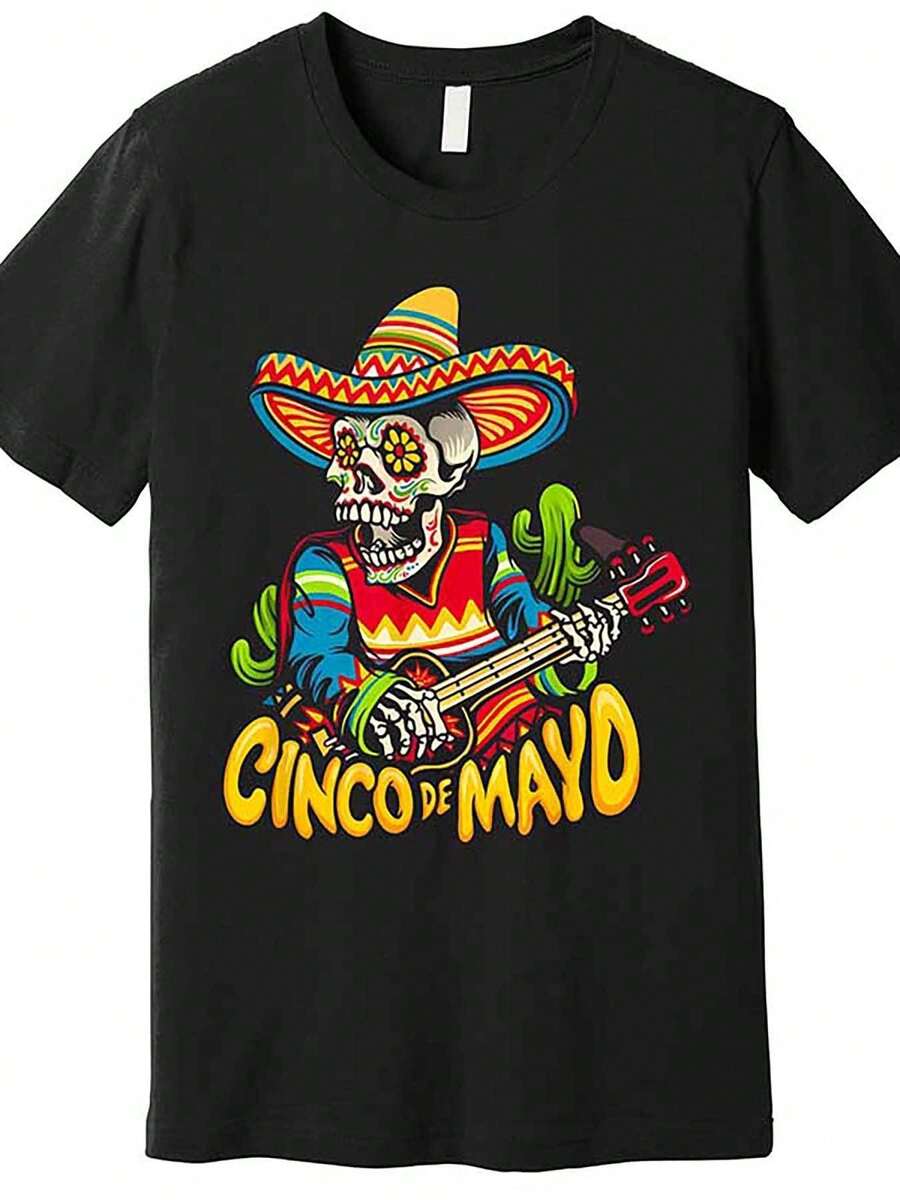 Cinco De Mayo Mexican Party Premium T-Shirt For Men And Women 674297 Funny Men's Short Sleeve T-Shirt Collection Black TT2 - 黑色 - 查看 1