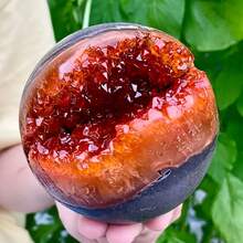 1pc Exquisite Amethyst Quartz Orange Color Open Mouth Smile Crystal Ball | Boho Style, Perfect For Festivals And Christmas, Unique Gift For Parents And Friends, Room Decoration Sphere, Natural Crystal Mineral Specimen - Orange - View 6