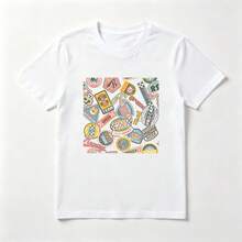 Calcomanías de Carreras Playera de Algodón Blanca Estilo Retro - Blanco - Ver 1