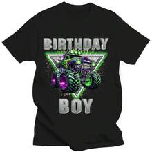 Versatile And Universally Flattering, It Creates An Exquisite Atmosphere. Birthday Monster Truck Are My Jam Bday Party Boys T-Shirt. The Fit Is Amazing! ! - 黑色 - 查看 2