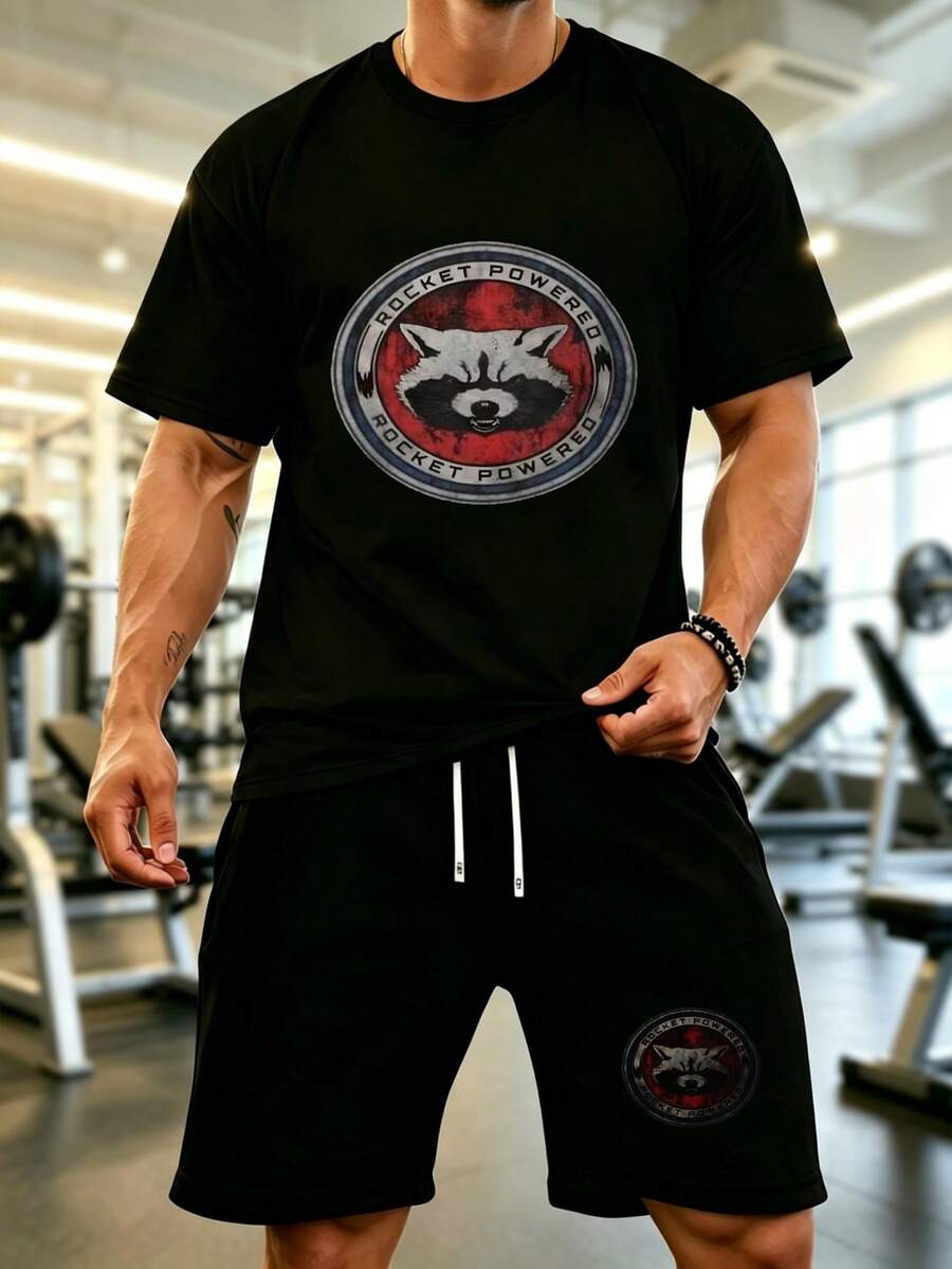 Mens 2 Piece Outfits  Graphic Tees Men Shirts  Deadpools Marvels Little Mean DC Avengers X-Mens ClAsssic Cotton Retro Short SLeesve Daily Casual Printed Stylish Versatile T-Shirt (3) Gym Clothes Men - 黑色 - 查看 1