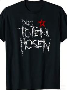 2026 NUEVO Camiseta de hombre The Dead, llamativo estampado de graffiti blanco combinado con logotipo rojo, cuello redondo transpirable, mangas cortas, camiseta casual cómoda, artículo coleccionable de música, ajuste perfecto, camiseta de mujer, top de mujer, tops para mujer, top, unisex. - Negro - Ver 6