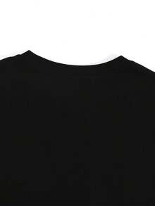 New  Women's Crew Neck T-Shirt, Made Of Cotton, With An Empowering Design – A Design That's Stronger Than You Think. This Casual Black Short-Sleeved Crew Neck T-Shirt Is Machine Washable And Features A Bold Geometric Pattern, Expressing Everyday Feminine Power. Also Available In A Plain White, Versatile Design Perfect For Summer. - 黑色 - 查看 6