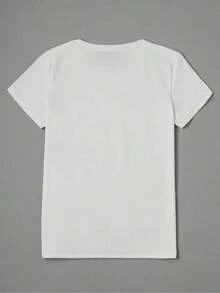 1 pieza Camiseta de Mujer con Estampado de Gato Retro Y2K - Linda Camiseta de Manga Corta con Cuello Redondo y Estética Y2K, Semi-Transparente, Casual, para Amantes de los Gatos, Esencial para Atuendos Inspirados en los 90s y 2000s, 180g Algodón 100% - Negro - Ver 8