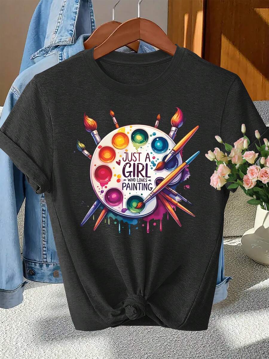 Una camiseta de manga corta para mujer, moderna, a la moda, retro y elegante, de corte holgado, adecuada para actividades al aire libre en primavera y verano.Camiseta de manga corta para mujer, estilo europeo y americano, con diseño estampado, material ecológico, corte holgado, transpirable y versátil, de cuello redondo.blusas para mujer,blusas casuales para dama,tops,, mujer premium,y2k,playeras de mujer curvy,ofertas y liquidaciones ropa mujer,playeras deportivas para mujer,,playeras de hombre, mujer,blusas>elegante IIGX - Negro - Ver 1