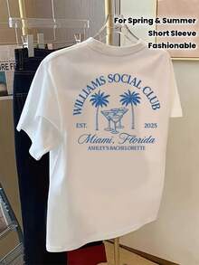 Wendbares Kurzarmhemd – perfekt für Single-Partys in Miami, Print für Clubs –  bedrucktes Hemd für Damen im Frühling/Sommer, eleganter Einteiler, Festival-Look - Weiss - Übersicht 1