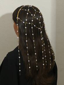 1pc Gold-Plated Copper Arabic Style Fashion Bridal Hair Accessory, Suitable For Daily Wear, Vacation, Bridal Decoration, Wedding Gift - Golden - View 3