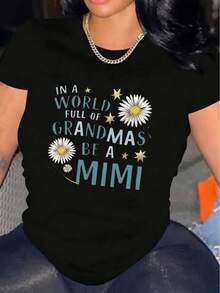 Camiseta de Mujer Cómoda con Cuello Redondo, Casual, de Mezcla de Algodón, Manga Corta, Suave y Transpirable, Estilo Urbano para Primavera/Verano - Negro - Ver 7