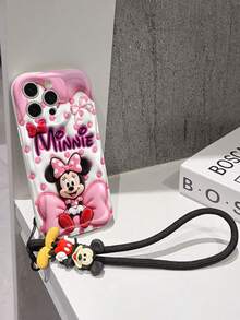 This Disney Mickey Mouse Lanyard Phone Case Is Fully Covered In TPU Material. It's Shockproof, Lightweight, And Compatible With IPhone17/16/11/13/15/15 Plus/15 Pro/15 Pro Max/12/14 Pro Max/11 Pro Max/12 Pro/12 Pro Max/13. This Phone Case Makes A Popular Birthday Gift Or Business Gift; It's Durable, Stain- And Fingerprint Resistant, And Suitable For Both Men And Women. The Set Also Includes A Mickey Mouse Phone Case And A Mickey Mouse Plush Bracelet. It's A Perfect Gift For Friends And Family. This Stylish Phone Case Is Fun, Lightweight, And Durable. IPhone17 Pro Max Phone Case, Minnie Mouse Phone Case. - 白色 - 查看 4
