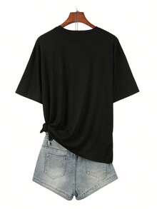 Camiseta de mujer para primavera y verano - Negro - Ver 3