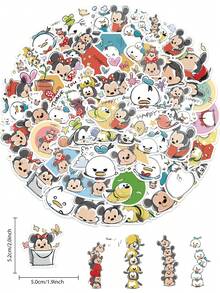 Disney 50 miếng dán hình chuột Mickey hoạt hình mini dễ thương, miếng dán vinyl đáng yêu phù hợp để dán lên laptop, bình nước, sổ tay, ốp điện thoại, vali, sổ kế hoạch, trang trí hàng ngày, quà Giáng sinh và sinh nhật. - 1 Set - Xem 2