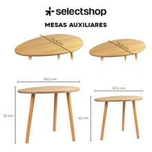 SELECTSHOP Set de 2 Mesas Minimalistas Ovaladas Mesa Auxiliar Lateral Mesita Moderna Minimalista para Sala De Estar Dormitorio Balcón Mesa de Centro Mesita De Noche Grande Café - C y f - Ver 3
