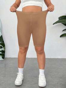 Pantalones Cortos de Compresión de Talla Grande  Negros de Secado Rápido y Refrigeración - Caqui - Ver 4