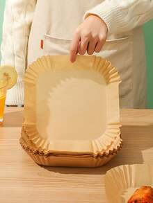 [100/200pcs] Air Fryer Parchment Paper, Household Oil Absorbing Paper, Liner Paper, Silicone Baking Paper For Oven, Disposable - Multicolor - View 1