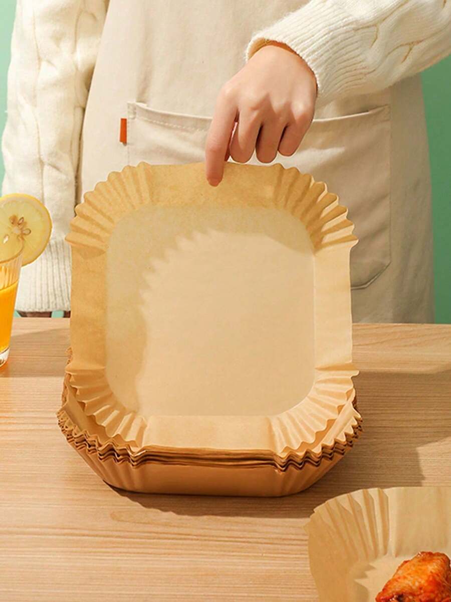 [100/200pcs] Air Fryer Parchment Paper, Household Oil Absorbing Paper, Liner Paper, Silicone Baking Paper For Oven, Disposable - Multicolor - View 1