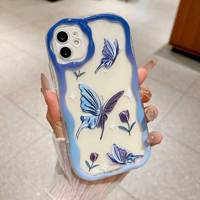 Ốp điện thoại hình bướm nhiều màu sắc cho iPhone 12/13 Pro/16, phù hợp với Apple 12 Pro Max, ốp lưng điện thoại hình bướm chuyển màu chống rơi Wave Edge 11.