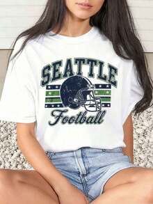 Women's T-Shirt With Bow And Hearts, Valentine's Day Design, Casual, Round Neck, Short Sleeve, Soft And Comfortable, 220g - 白色 1 - 查看 1