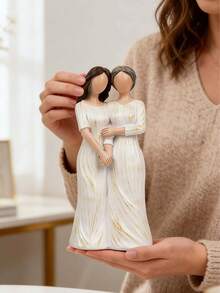 Eternal Mother-Daughter Sculpture, White Dress Resin Statue, Heartfelt Mother's Day Gift, Home Decor Collectible, Gift For Mom - Multiple Styles - View 4