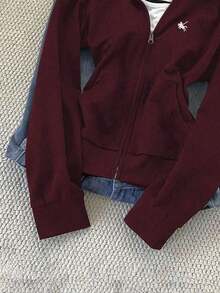 Sudadera con capucha ajustada y versátil con bordado para mujer - Multicolor 3 - Ver 6