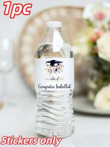 1/10/20/30pcs Premium Custom Class Of 2026 Graduation Water Bottle Labels, Thick Durable High-Grade Waterproof Vinyl Personalized Name Grad Cap & Floral Design Stickers, Fade-Resistant Easy Peel & Stick Party Decor, Perfect For Graduation Party, Commencement, Open House, Birthday & Holiday Celebration Supplies (Bottle NOT Included) - Multicolor - View 10