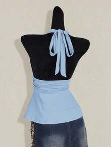 de tirantes sin espalda negro tipo babydoll para mujer, diseño de Halloween - Celeste - Ver 8