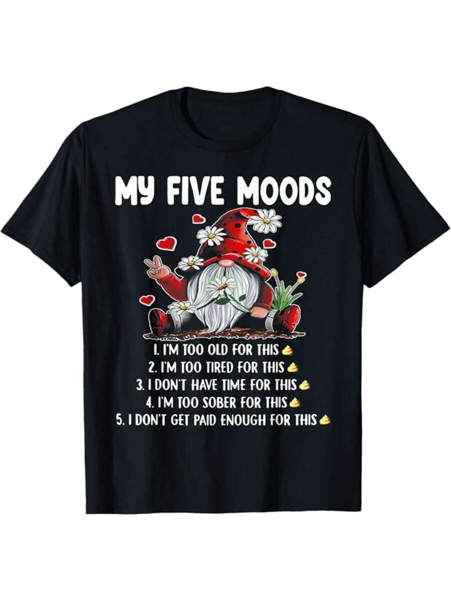 Men's Vintage Print Cotton T-Shirt - Modern And Fashionable Style, Eye-Catching Design, Comfortable And Casual, Suitable For Street, Outdoor Adventures And Travel, The First Choice To Give As A Gift To Family, Friends And Colleagues, And Perfect For Christmas Parties. - 黑色 - 查看 1