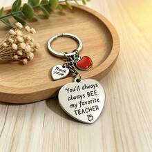 Llavero con forma de corazón grabado "Gracias por guiar mi crecimiento", adecuado para el Día del Maestro, temporada de graduación, regalo de fin de curso para maestros, Acción de Gracias, Navidad - Multicolor - Ver 5