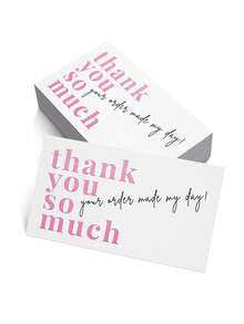50pcs Pink Thank You Cards, Thank You So Much Your Order Made My Day Greeting Cards For Small Business Packaging, Minimalist Cute Thank You Notes, Customer Appreciation Cards, Package Inserts - Sets - View 1