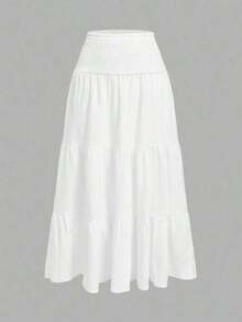MOD Minimalist A-Line Skirt With Pleats And Drawstring In A Solid Color, For Casual Everyday Wear - Multicolor 2 - View 3