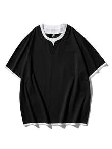 4pcs/Set Plus Size Solid Color Short Sleeve T-Shirts, Suitable For Spring/Summer/Autumn - Multicolor - View 4