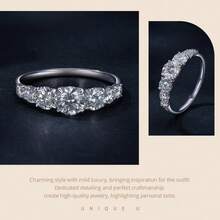 BAMOER Nhẫn Moissanite Bạc Sterling 925 Lấp Lánh, Nhẫn Cưới Cắt Kim Cương Tròn Lấp Lánh, Trang Sức Thay Thế Kim Cương Lấp Lánh, Nhẫn Cưới Sang Trọng - Bạc - Xem 10