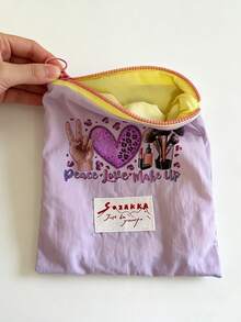Sac cosmétique portable imprimé avec motif Paix Amour Art, organisateur de maquillage, trousse de premiers soins, porte-monnaie, convient pour un usage quotidien/extérieur/voyage, organisateur de cosmétiques de voyage, rangement pour médicaments, cosmétiques, téléphones et autres petits articles, accessoire de voyage, cadeau de Noël, sac cadeau personnalisé, petit échange de cadeaux, décoration de chambre - Multicolore - Voir 7