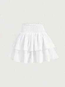 Nueva llegada Falda mini de cintura alta adelgazante tipo pastel, dulce y picante para mujeres en primavera - Blanco - Ver 4