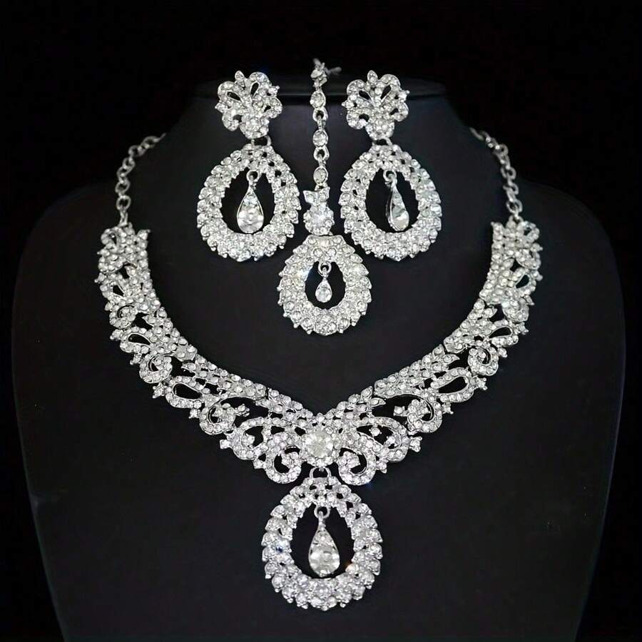 Vintage Rhinestone Inlaid, Suitable For Brides, Wedding, Banquet, Party Wear - Jewelry Set - View 1