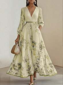 Summer Dresses For Womenvestidos Elegantes De MujerLong Printed Holiday Elegant Intellectual Style DressLoose And Comfortabledresses For Womendresses - 黃色 - 查看 1