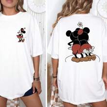 Mickey And Minnie Couple Shirt, Disney Valentine Day Shirt, Mouse Couples Shirt, Mickey Shirt, Minnie Shirt, Disney Matching Disney Oversized T-Shirt - trắng - Xem 1