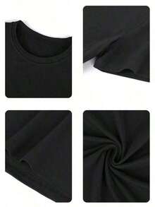 TrendyNew T-Shirt. This Comfortable And Versatile Printed Short-Sleeved T-Shirt Can Be Worn Alone Or As An Undershirt. Its Relaxed Crew Neck Design Makes It Perfect For The Office, School, Weekend Outings, Or Travel. Easy To Style For Everyday Wear, It Offers A Cool And Lightweight Feel. The Unisex Design Is Also Ideal For Couples. --A Casual, Urban-Style Cotton Cropped T-Shirt For Everyday Wear. - 黑色2 - 查看 5