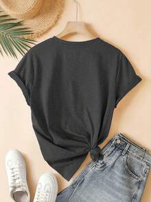 19 THE COFFEE CAKE Sudadera casual de cuello redondo para uso diario, camiseta cómoda y suave para mujer JPBL - Gris - Ver 2