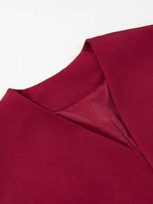 Women's Dress Vest, Sleeveless Design With V-Neck And Front Button Closure, Fitted Sack-Style Cut, Available In Various Solid Colors (Beige, Burgundy, Olive Green, Brown, Black), Faux Wool Fabric With A Fluid Drape, Elegant And Professional Style Ideal For Office, Work And Formal Spring And Autumn Events. - 紅色 - 查看 2