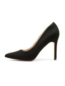 Women Stiletto High Heel Pumps Pointed Toe Solid Color Elegant Fashionable Wedding Party Court Shoes Suitable For Both Formal And Casual Occasions - 黑色-麂皮 - 查看 6